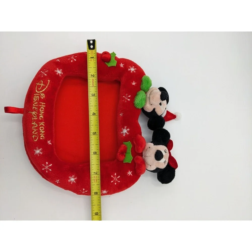 Disneyland Hong Kong Christmas Plush Picture Frame‎ Mickey Minnie Snowflakes 8